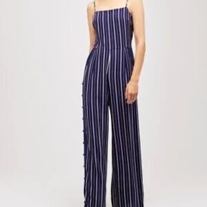 Armani Exchange Navy and White Striped Jumpsuit